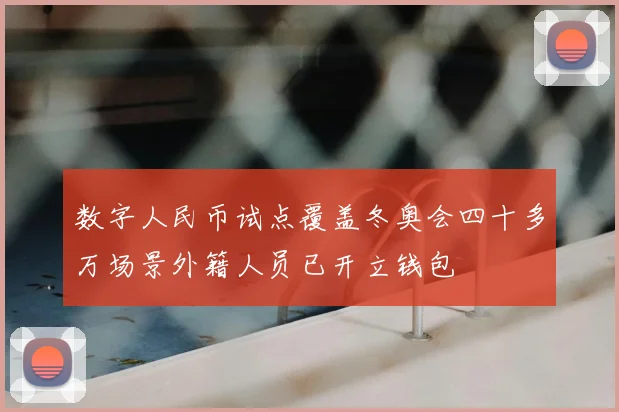 数字人民币试点覆盖冬奥会四十多万场景外籍人员已开立钱包